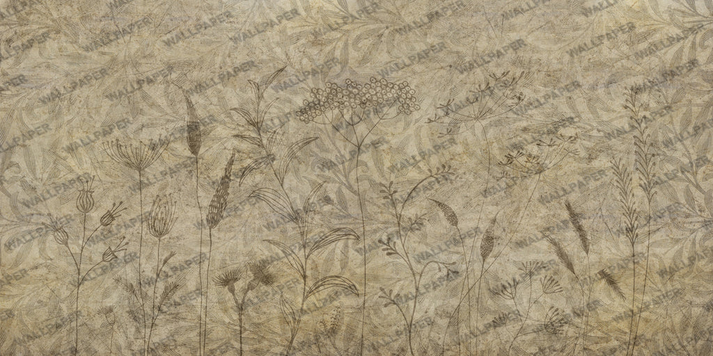 Cream Fern Silhouette Wallpaper : Beige Botanical Shadow Mural - View 2
