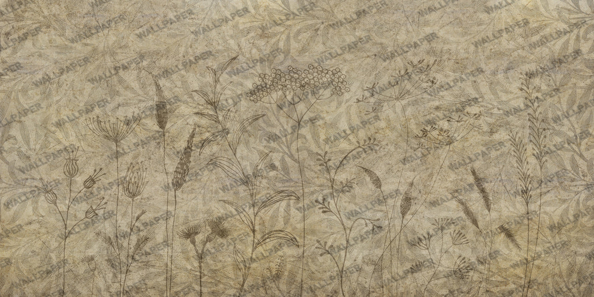 Cream Fern Silhouette Wallpaper : Beige Botanical Shadow Mural - View 2
