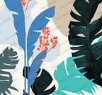 Turquoise Banana Leaf Wallpaper : Bold Pop Art Tropical Mural - flat design