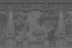 Charcoal Arches Wallpaper : Classical Colonnade Garden View Mural - flat design