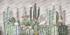 Cactus Garden Wallpaper : Watercolor Succulent Mural - flat design