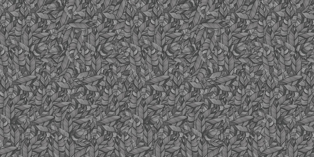 Charcoal Leaf Wallpaper : Dense Grey Foliage Pattern - flat design