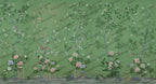 Green Chinoiserie Wallpaper : Blossom Branch Bird Mural - flat design