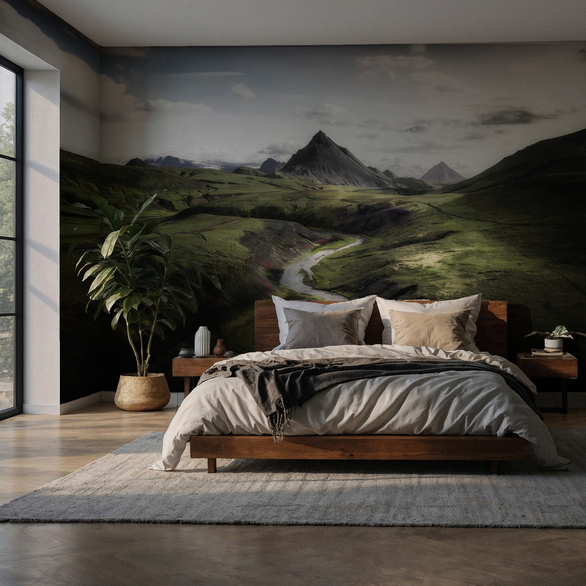 Green Valley River Wallpaper : Mountain Landscape Mural - View 4