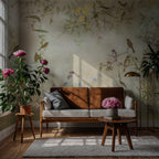 Spring Wildflower Wallpaper : Painted Birds and Blooms Mural