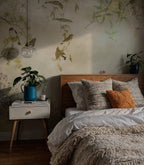 Spring Wildflower Wallpaper : Painted Birds and Blooms Mural - View 4