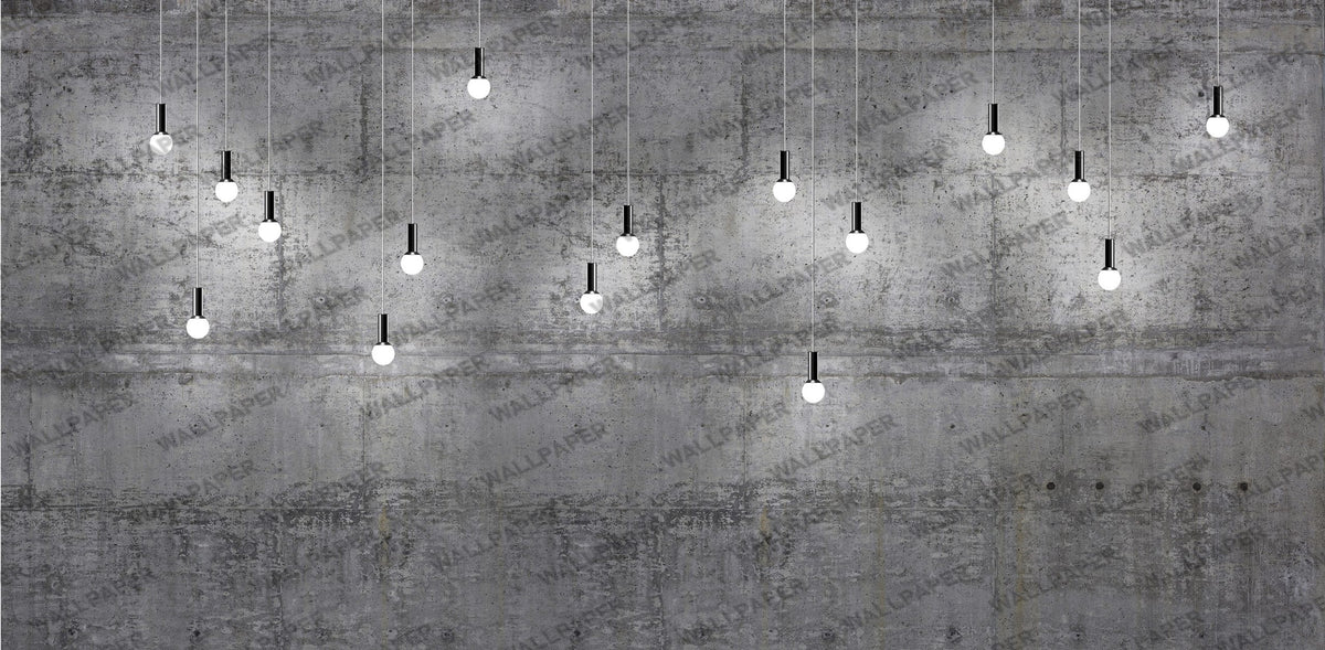 Concrete Wall Light Wallpaper : Industrial Bulb Mural - flat design
