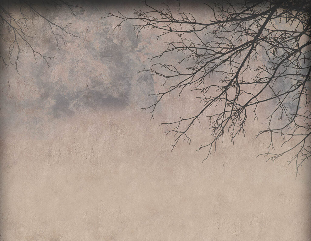 Bare Branches Wallpaper : Misty Taupe Silhouette Mural - flat design