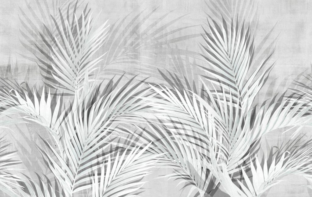 Pale Palm Leaf Shadow Wallpaper : Neutral Botanical Mural - View 6