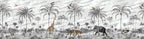 Giraffe and Toucan Wallpaper : Grey Palm Jungle Kids Mural - View 2