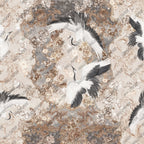 Gold Crane Wallpaper : Mauve Baroque Floral Mural - View 3