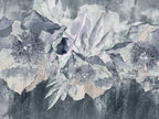 Icy Blue Floral Wallpaper : Abstract Grey Bloom Mural - flat design