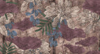 Rustic Leaf Wallpaper : Weathered Green Mauve Botanical Mural - View 2