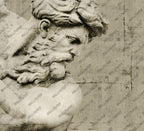 Zeus Statue Wallpaper : Classical Marble Bust Sepia Mural - flat design