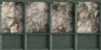 Framed Flower Panel Wallpaper : Green Wainscot Faded Floral Mural - flat design