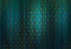 Teal Gold Hexagon Wallpaper : 3D Geometric Mural - flat design