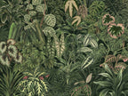 Dark Tropical Plants Wallpaper : Lush Leaf Mix Mural - flat design