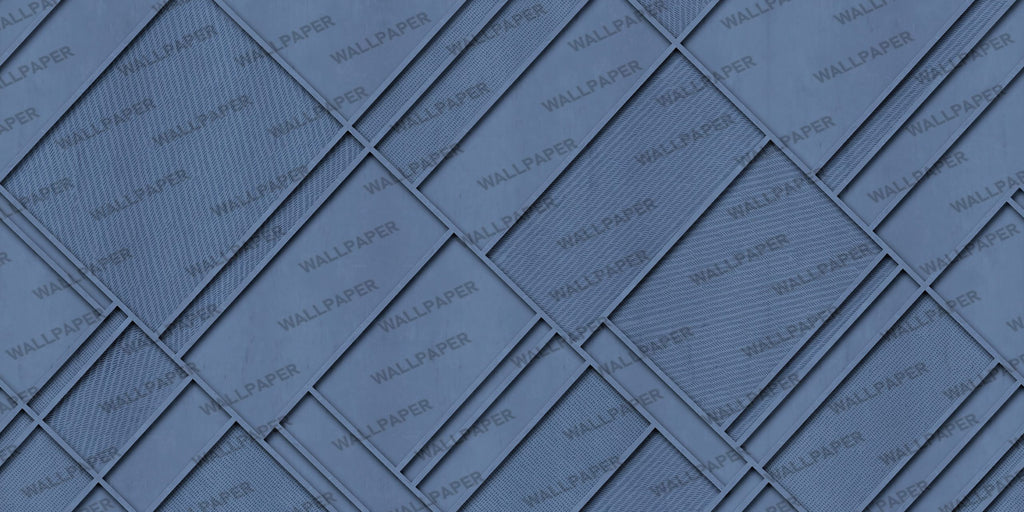 Blue Diagonal Panel Wallpaper : 3D Geometric Molding Mural - View 2
