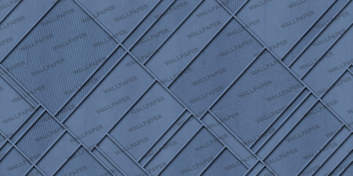 Blue Diagonal Panel Wallpaper : 3D Geometric Molding Mural - View 2