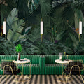 Large Tropical Leaves Wallpaper : Dark Green Jungle Foliage Mural