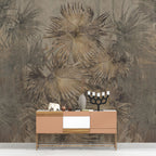 Golden Fan Palm Wallpaper : Vintage Tropical Leaf Mural - View 4