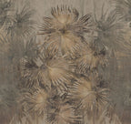 Golden Fan Palm Wallpaper : Vintage Tropical Leaf Mural - flat design