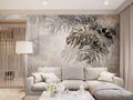 Beige Monstera Wallpaper : Neutral Tropical Leaf Texture Mural