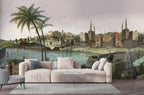 Lakeside Village Wallpaper : Vintage Mediterranean Town Mural