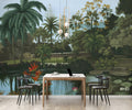 Tropical Lake Forest Wallpaper : Vintage Palm Jungle Mural
