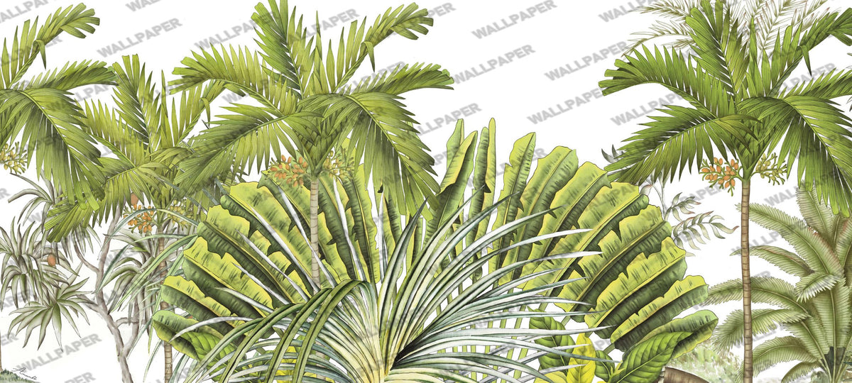 Lime Banana Leaf Wallpaper : Bright Green Tropical Mural - View 2