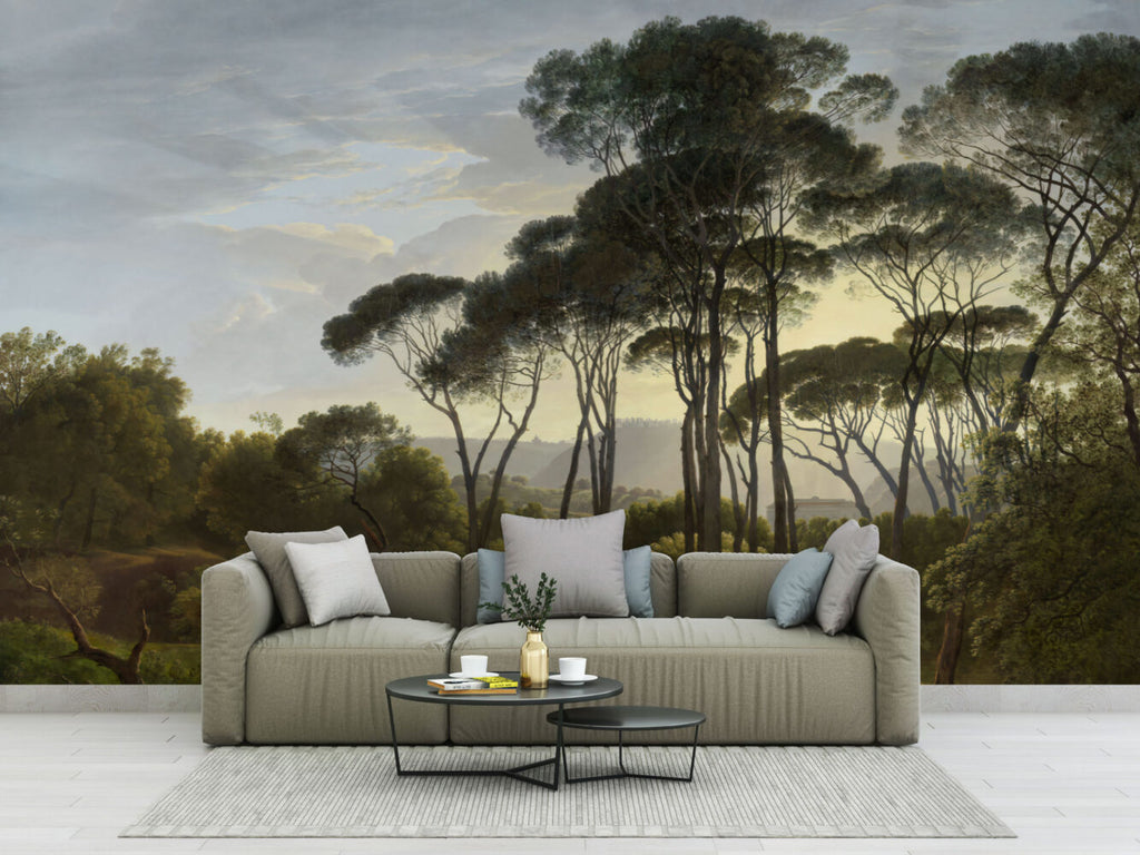Classic Pine Landscape Wallpaper : Old Master Italian Trees Mural - View 3