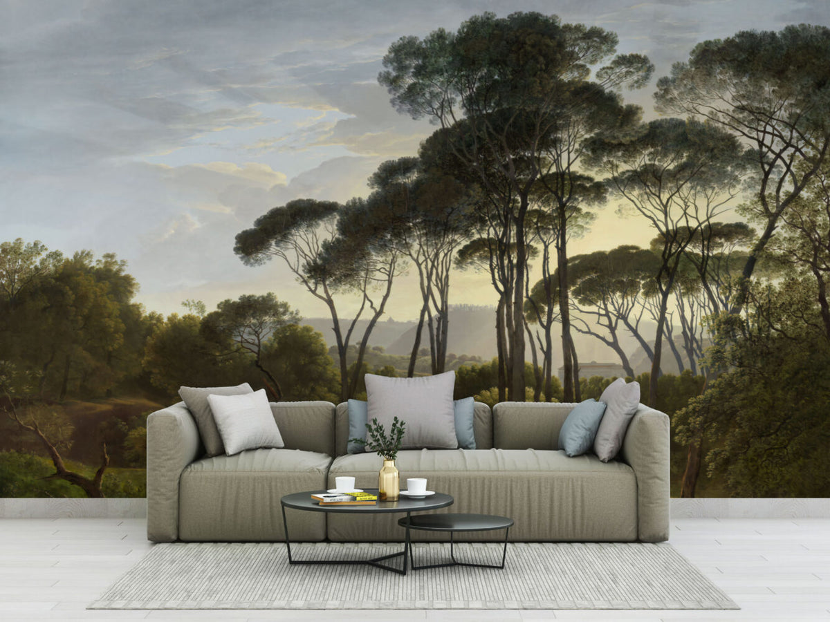 Classic Pine Landscape Wallpaper : Old Master Italian Trees Mural - View 3