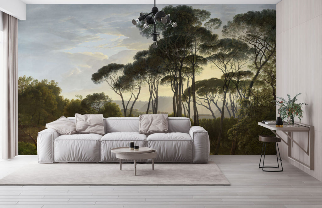 Classic Pine Landscape Wallpaper : Old Master Italian Trees Mural - View 2