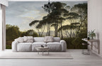 Classic Pine Landscape Wallpaper : Old Master Italian Trees Mural - View 2