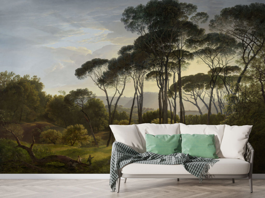 Classic Pine Landscape Wallpaper : Old Master Italian Trees Mural