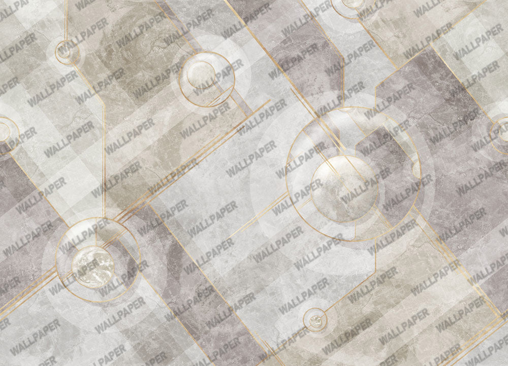 Black Gold Geometric Wallpaper : Marble Circle Art Deco Mural - View 4