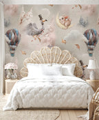 Circus Balloon Animals Wallpaper : Beige Starry Kids Mural