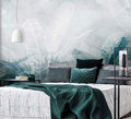 Line Art Banana Leaf Wallpaper : Teal Grey Tropical Mural