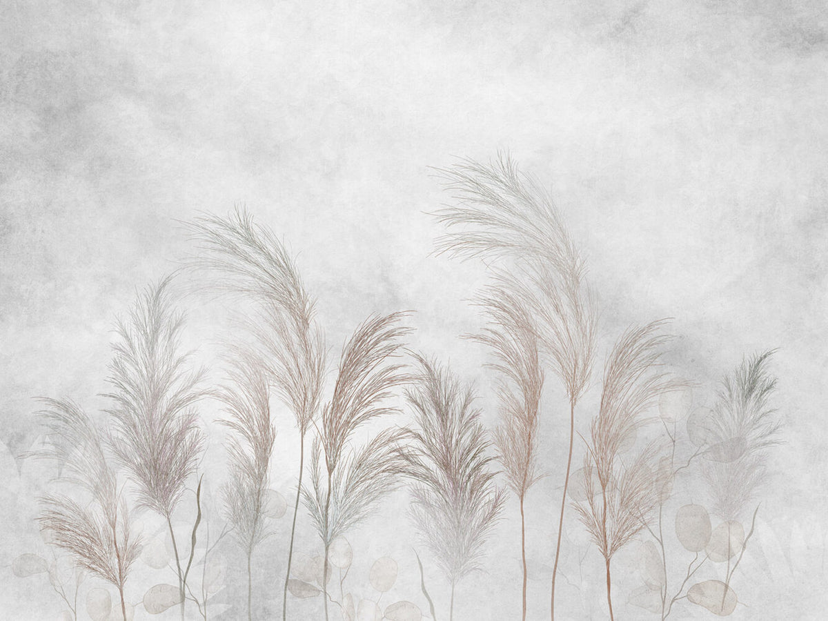Pampas Grass Wallpaper : Soft Feathery Plumes Mural - View 2