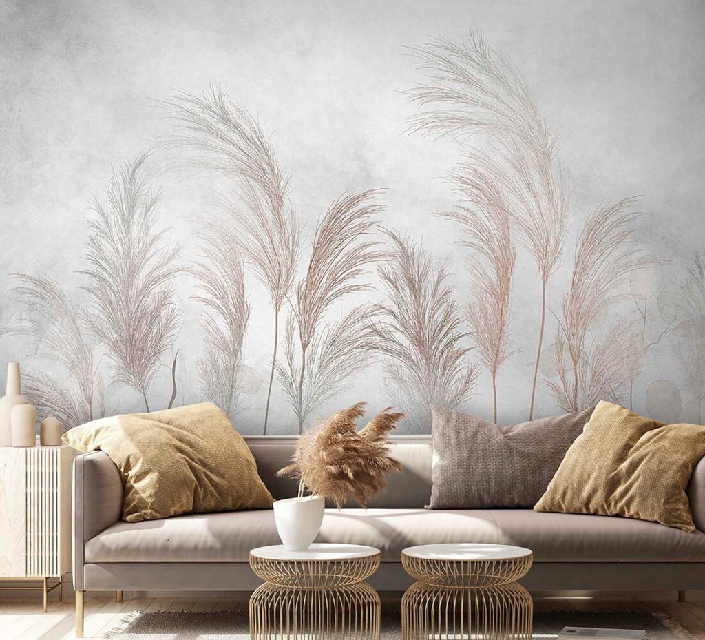 Pampas Grass Wallpaper : Soft Feathery Plumes Mural
