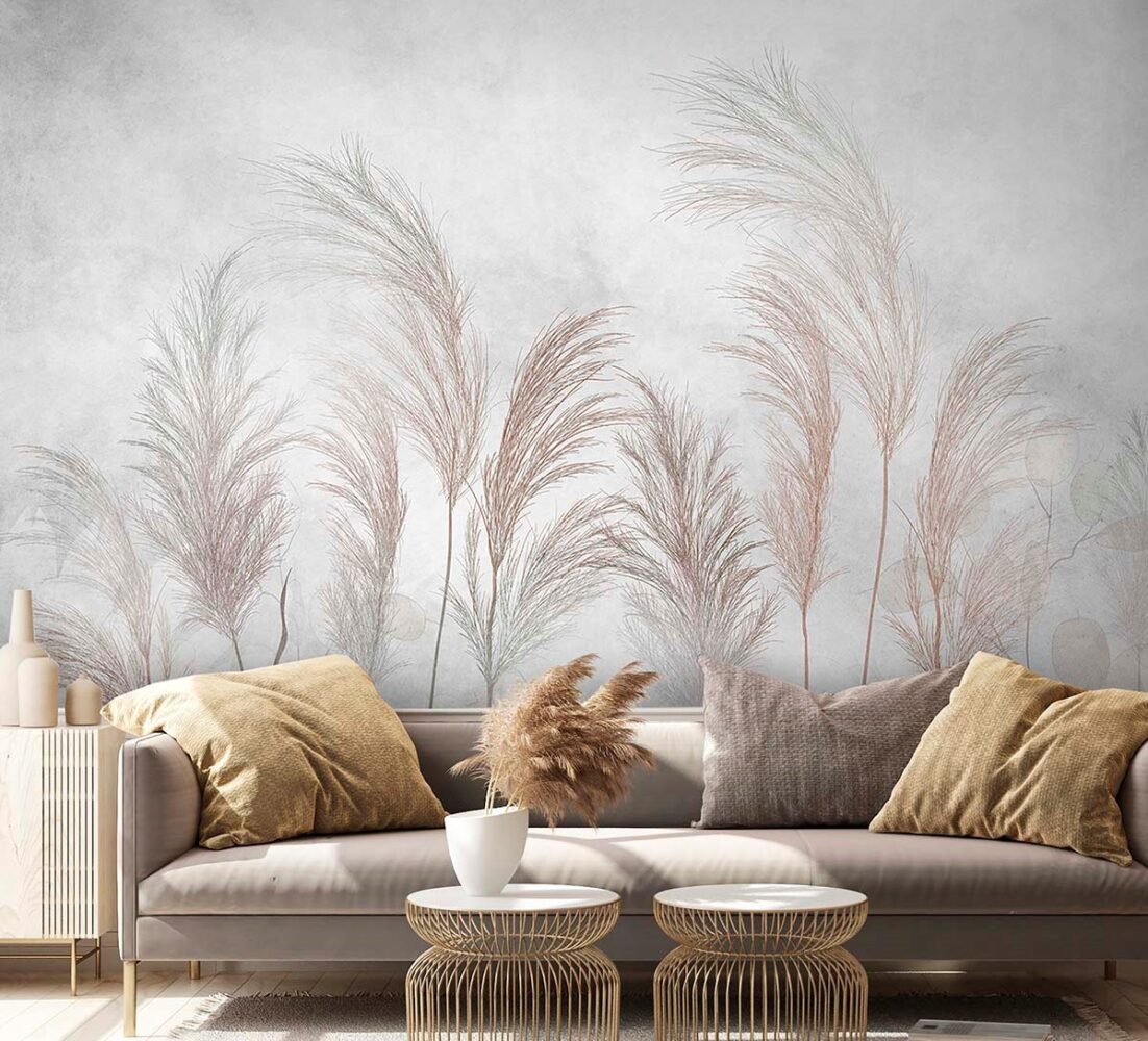 Pampas Grass Wallpaper : Soft Feathery Plumes Mural