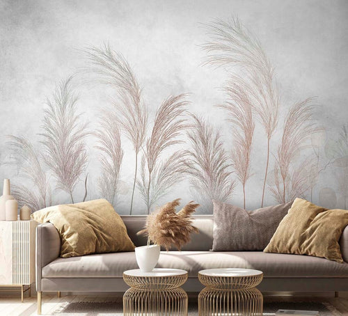 Pampas Grass Wallpaper : Soft Feathery Plumes Mural