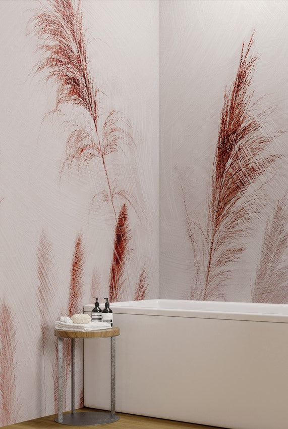 Pink Pampas Wallpaper : Blush Feather Grass Mural - View 2