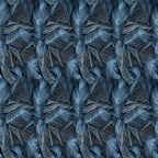 Navy Line Leaf Wallpaper : Blue Striped Tropical Leaf Pattern - flat design