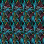 Navy Line Leaf Wallpaper : Blue Striped Tropical Leaf Pattern - View 3