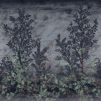 Textured Leaf Wallpaper : Grey and Blush Botanical Mural - View 2