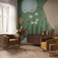 Green Ethnic Figure Wallpaper : Abstract Wood Grain Texture Mural