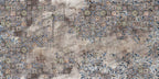 Faded Tile Floral Wallpaper : Distressed Patchwork Leaf Mural - flat design