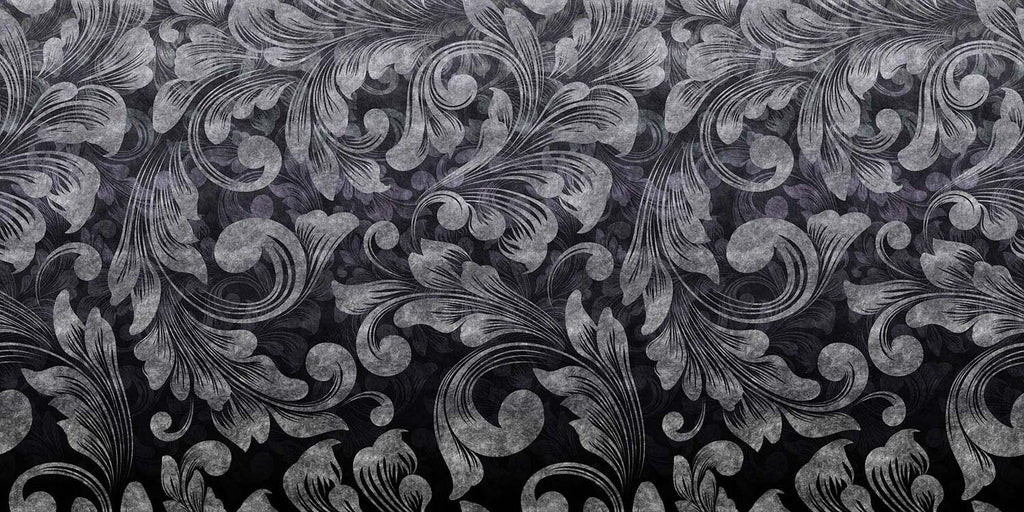 Dark Baroque Wallpaper : Grey Acanthus Scroll Mural - View 2