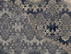 Navy Baroque Wallpaper : Distressed Damask Texture Mural - flat design